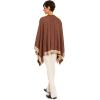 Women’s Shawl Wrap Poncho Ruana Cape Cardigan Sweater Open Front for Fall Winter(Border Design – Beige and Chocolate)