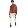 Women’s Shawl Wrap Poncho Ruana Cape Cardigan Sweater Open Front for Fall Winter(Border Design – Beige and Chocolate)