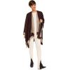 Women’s Shawl Wrap Poncho Ruana Cape Cardigan Sweater Open Front for Fall Winter(Border Design – Beige and Dark Brown)