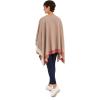 Women’s Shawl Wrap Poncho Ruana Cape Cardigan Sweater Open Front for Fall Winter(Border Design – Beige and Gray)