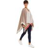 Women’s Shawl Wrap Poncho Ruana Cape Cardigan Sweater Open Front for Fall Winter(Border Design – Beige and Gray)