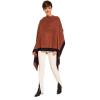 Women’s Shawl Wrap Poncho Ruana Cape Cardigan Sweater Open Front for Fall Winter(Border Design – Black and Caramel)