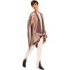 Women’s Shawl Wrap Poncho Ruana Cape Cardigan Sweater Open Front for Fall Winter(Border Design – Brown and Beige)
