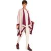 Women’s Shawl Wrap Poncho Ruana Cape Cardigan Sweater Open Front for Fall Winter(Border Design – Burgundy and Beige)