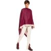 Women’s Shawl Wrap Poncho Ruana Cape Cardigan Sweater Open Front for Fall Winter(Border Design – Burgundy and Beige)