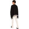 Women’s Shawl Wrap Poncho Ruana Cape Cardigan Sweater Open Front for Fall Winter(Border Design – Dark Gray and Brown)