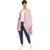 Women’s Shawl Wrap Poncho Ruana Cape Cardigan Sweater Open Front for Fall Winter(Border Design – Double Pink)