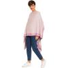 Women’s Shawl Wrap Poncho Ruana Cape Cardigan Sweater Open Front for Fall Winter(Border Design – Double Pink)