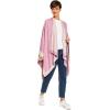 Women’s Shawl Wrap Poncho Ruana Cape Cardigan Sweater Open Front for Fall Winter(Border Design – Double Pink)