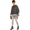 Women’s Shawl Wrap Poncho Ruana Cape Cardigan Sweater Open Front for Fall Winter(Border Design – Gray and Light Beige Ii)
