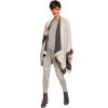Women’s Shawl Wrap Poncho Ruana Cape Cardigan Sweater Open Front for Fall Winter(Border Design – Gray and Light Beige Ii)