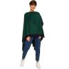 Women’s Shawl Wrap Poncho Ruana Cape Cardigan Sweater Open Front for Fall Winter(Border Design – Green and Navy)
