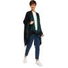 Women’s Shawl Wrap Poncho Ruana Cape Cardigan Sweater Open Front for Fall Winter(Border Design – Green and Navy)