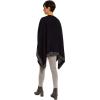 Women’s Shawl Wrap Poncho Ruana Cape Cardigan Sweater Open Front for Fall Winter(Border Design – Navy and Dark Gray)