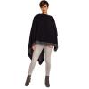 Women’s Shawl Wrap Poncho Ruana Cape Cardigan Sweater Open Front for Fall Winter(Border Design – Navy and Dark Gray)