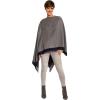 Women’s Shawl Wrap Poncho Ruana Cape Cardigan Sweater Open Front for Fall Winter(Border Design – Navy and Medium Gray)