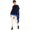 Women’s Shawl Wrap Poncho Ruana Cape Cardigan Sweater Open Front for Fall Winter(Border Design – Navy and Royal Blue)