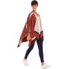 Women’s Shawl Wrap Poncho Ruana Cape Cardigan Sweater Open Front for Fall Winter(Border Design – Orange and Beige)