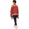 Women’s Shawl Wrap Poncho Ruana Cape Cardigan Sweater Open Front for Fall Winter(Border Design – Orange and Beige)