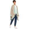 Women’s Shawl Wrap Poncho Ruana Cape Cardigan Sweater Open Front for Fall Winter(Border Design – Turquoise and Gray)