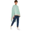 Women’s Shawl Wrap Poncho Ruana Cape Cardigan Sweater Open Front for Fall Winter(Border Design – Turquoise and Gray)