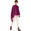 Women’s Shawl Wrap Poncho Ruana Cape Cardigan Sweater Open Front for Fall Winter(Border Design – Violet and Pink)