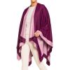Women’s Shawl Wrap Poncho Ruana Cape Cardigan Sweater Open Front for Fall Winter(Border Design – Violet and Pink)
