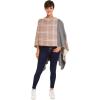 Women’s Shawl Wrap Poncho Ruana Cape Cardigan Sweater Open Front for Fall Winter(Checker Design – Beige With Border)
