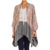 Women’s Shawl Wrap Poncho Ruana Cape Cardigan Sweater Open Front for Fall Winter(Checker Design – Beige With Border)