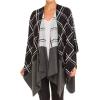 Women’s Shawl Wrap Poncho Ruana Cape Cardigan Sweater Open Front for Fall Winter(Checker Design – Black With Border)