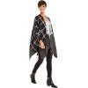 Women’s Shawl Wrap Poncho Ruana Cape Cardigan Sweater Open Front for Fall Winter(Checker Design – Black With Border)