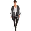 Women’s Shawl Wrap Poncho Ruana Cape Cardigan Sweater Open Front for Fall Winter(Geometric Design – Double Gray)