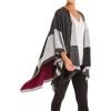 Women’s Shawl Wrap Poncho Ruana Cape Cardigan Sweater Open Front for Fall Winter(Geometric Design – Double Gray)