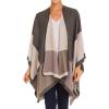 Women’s Shawl Wrap Poncho Ruana Cape Cardigan Sweater Open Front for Fall Winter(Geometric Design – Green and Beige)