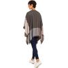 Women’s Shawl Wrap Poncho Ruana Cape Cardigan Sweater Open Front for Fall Winter(Geometric Design – Green and Beige)