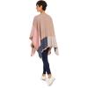 Women’s Shawl Wrap Poncho Ruana Cape Cardigan Sweater Open Front for Fall Winter(Geometric Design – Pink and Beige)