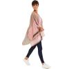 Women’s Shawl Wrap Poncho Ruana Cape Cardigan Sweater Open Front for Fall Winter(Geometric Design – Pink and Beige)