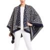 Women’s Shawl Wrap Poncho Ruana Cape Cardigan Sweater Open Front for Fall Winter(Leopard Design – Navy Gray)