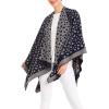 Women’s Shawl Wrap Poncho Ruana Cape Cardigan Sweater Open Front for Fall Winter(Leopard Design – Navy Gray)