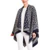 Women’s Shawl Wrap Poncho Ruana Cape Cardigan Sweater Open Front for Fall Winter(Leopard Design – Navy Gray)
