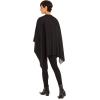 Women’s Shawl Wrap Poncho Ruana Cape Cardigan Sweater Open Front for Fall Winter(Solid Design – Black and Gray)