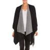 Women’s Shawl Wrap Poncho Ruana Cape Cardigan Sweater Open Front for Fall Winter(Solid Design – Black and Gray)