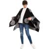 Women’s Shawl Wrap Poncho Ruana Cape Cardigan Sweater Open Front for Fall Winter(Spanish Design – 3 Polka Dots Black Gray)