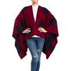 Women’s Shawl Wrap Poncho Ruana Cape Cardigan Sweater Open Front for Fall Winter(Spanish Design – 3 Polka Dots Red Navy)