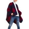 Women’s Shawl Wrap Poncho Ruana Cape Cardigan Sweater Open Front for Fall Winter(Spanish Design – 3 Polka Dots Red Navy)