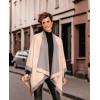 Women’s Shawl Wrap Poncho Ruana Cape Cardigan Sweater Open Front for Travel Flight Cruises(Border Design – Beige Light Gray)
