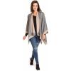 Women’s Shawl Wrap Poncho Ruana Cape Cardigan Sweater Open Front for Travel Flight Cruises(Border Design – Beige Light Gray)