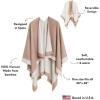 Women’s Shawl Wrap Poncho Ruana Cape Cardigan Sweater Open Front for Travel Flight Cruises(Border Design – Beige White)