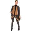 Women’s Shawl Wrap Poncho Ruana Cape Cardigan Sweater Open Front for Travel Flight Cruises(Border Design – Dark Gray Spice)