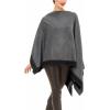 Women’s Shawl Wrap Poncho Ruana Cape Cardigan Sweater Open Front for Travel Flight Cruises(Border Design – Gray Black)